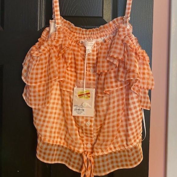 Lauren Conrad: Gingham Crop Top with Ruffles - Picture 1 of 2